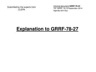 Explanation to GRRF-78-27