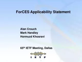 ForCES Applicability Statement