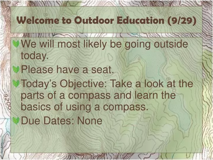 welcome to outdoor education 9 29