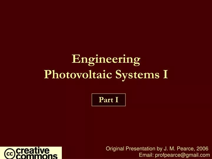 engineering photovoltaic systems i