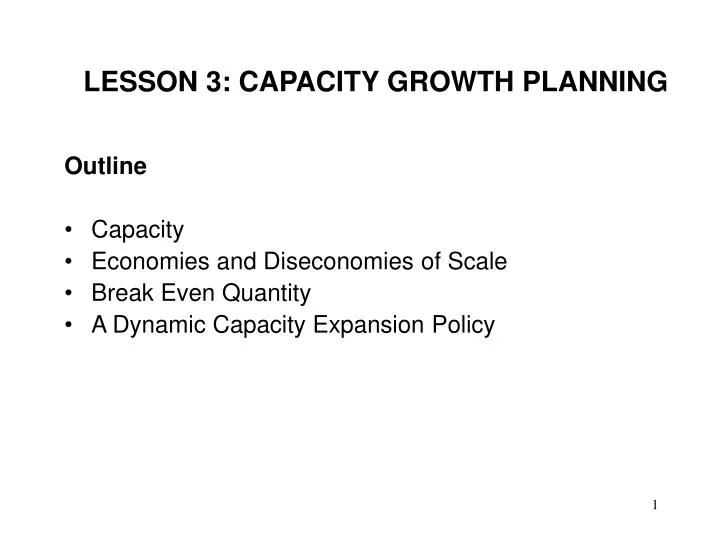 lesson 3 capacity growth planning