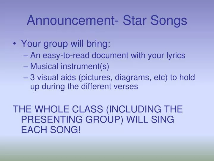 announcement star songs