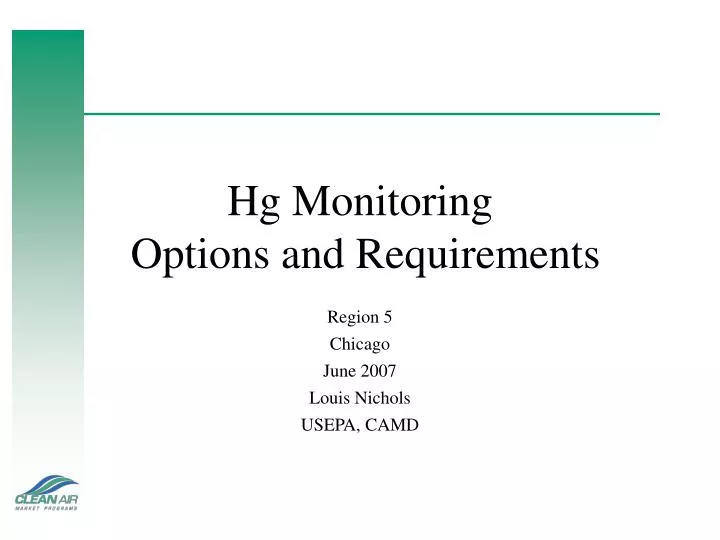 hg monitoring options and requirements