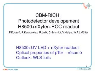 CBM-RICH: Photodetector developement H8500+nXyter+ROC readout