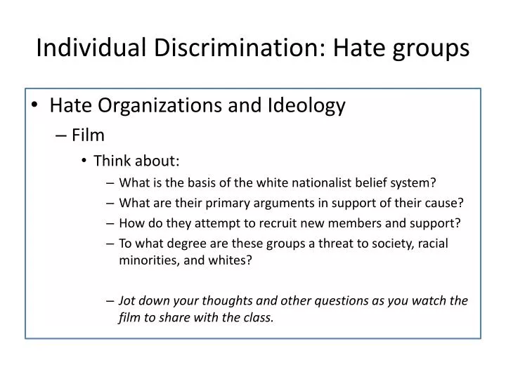 individual discrimination hate groups