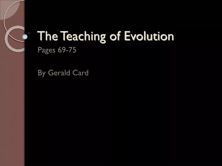 the teaching of evolution
