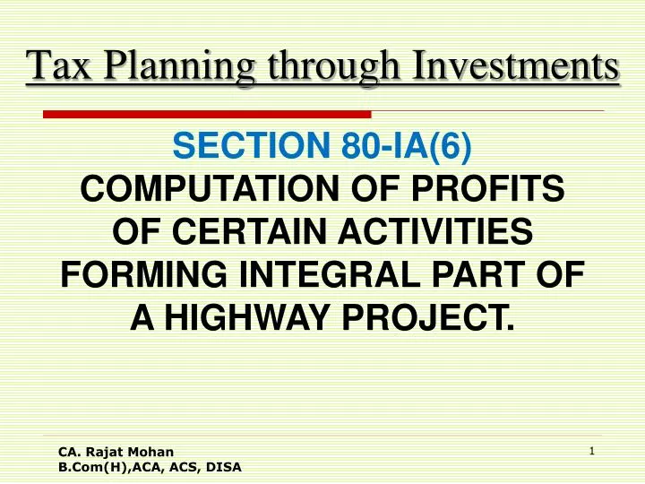 tax planning through investments