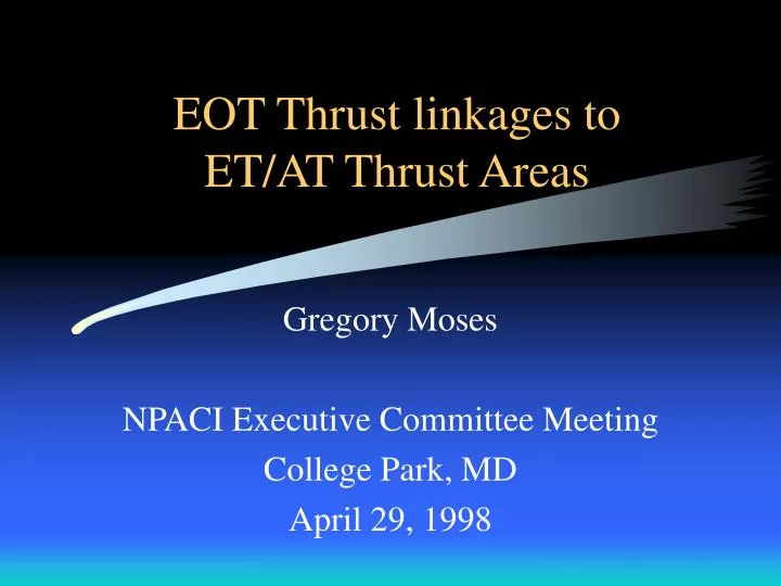 eot thrust linkages to et at thrust areas
