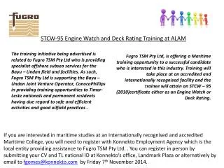 STCW-95 Engine Watch and Deck Rating Training at ALAM