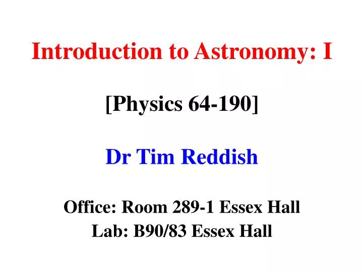 introduction to astronomy i