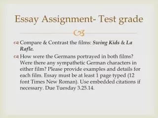 Essay Assignment- Test grade