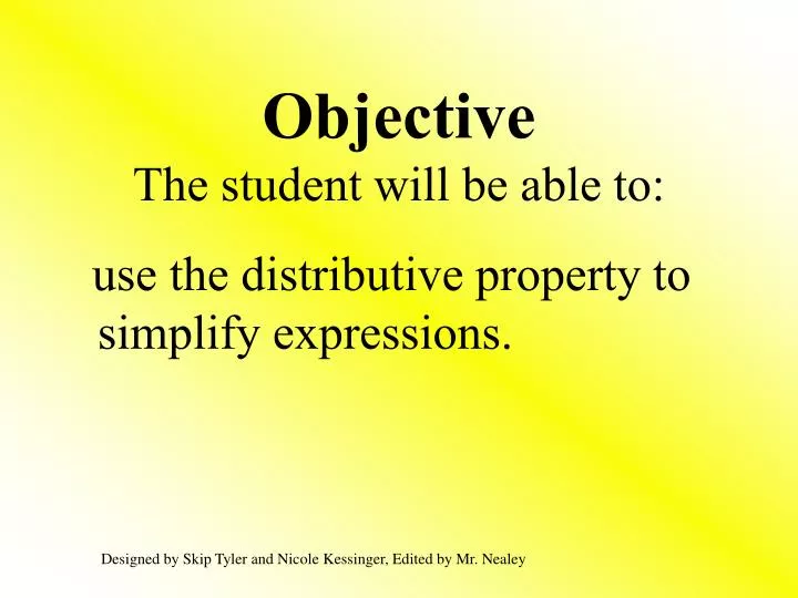 objective the student will be able to