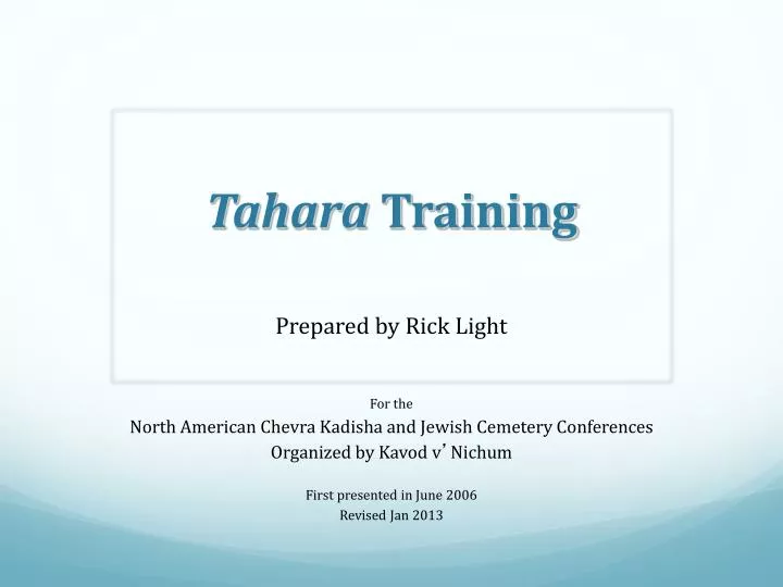 tahara training