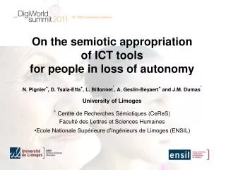 On the semiotic appropriation o f ICT tools for people in loss of autonomy