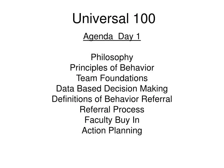 universal 100
