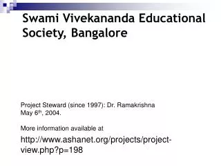 Swami Vivekananda Educational Society, Bangalore