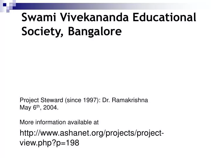 swami vivekananda educational society bangalore