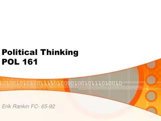 Political Thinking POL 161