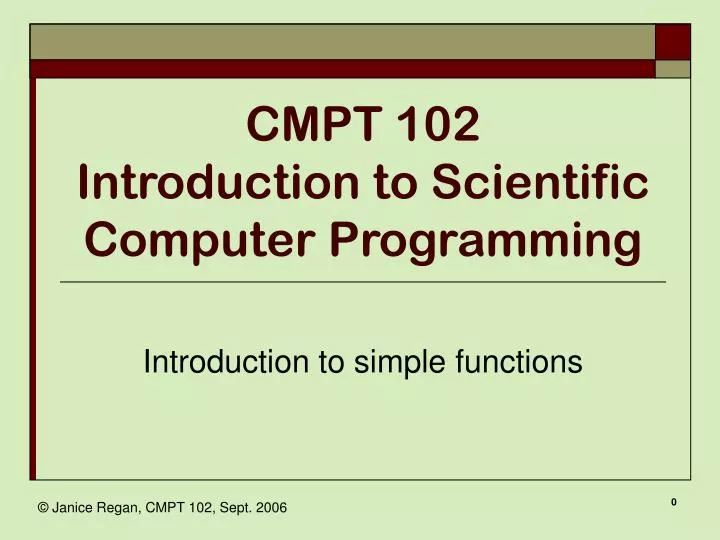 cmpt 102 introduction to scientific computer programming