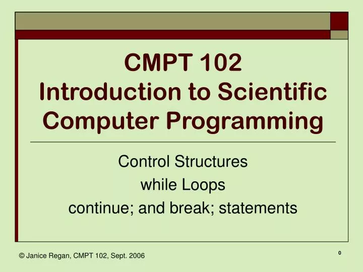 cmpt 102 introduction to scientific computer programming