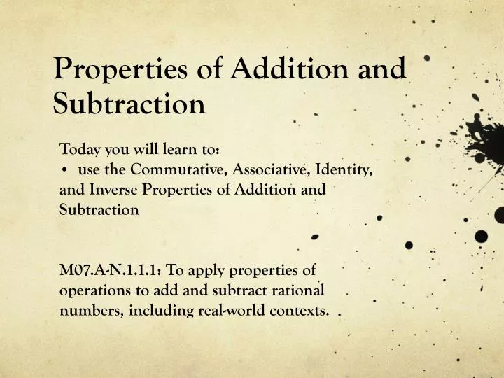 properties of addition and subtraction
