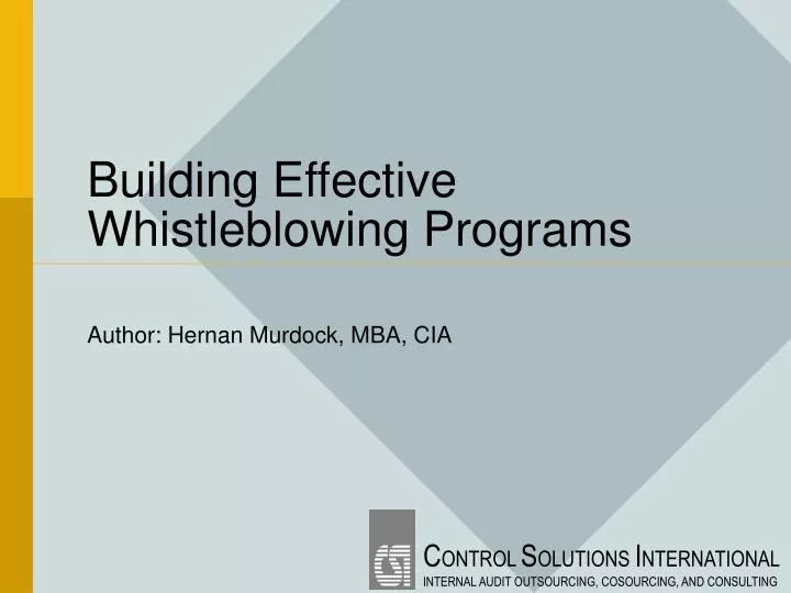 building effective whistleblowing programs