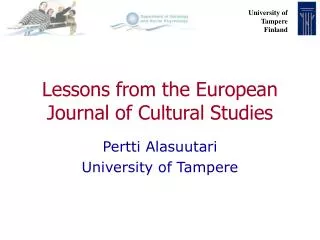 Lessons from the European Journal of Cultural Studies