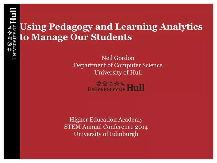 using pedagogy and learning analytics to manage our students