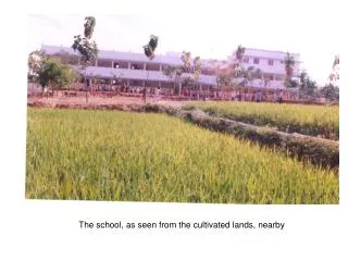 The school, as seen from the cultivated lands, nearby