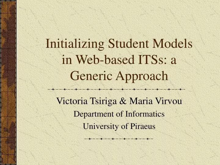 initializing student models in web based itss a generic approach