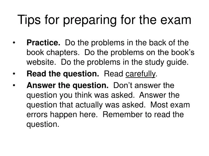 tips for preparing for the exam