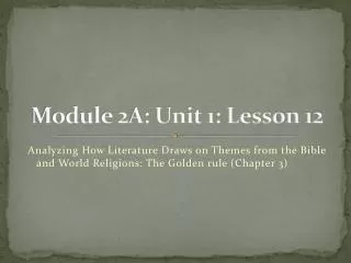 Module 2A: Unit 1: Lesson 12