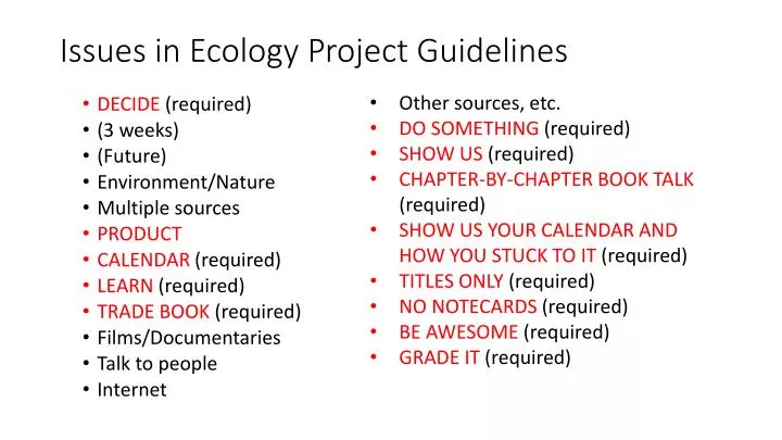 issues in ecology project guidelines