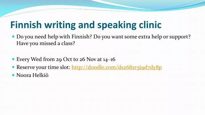 finnish writing and speaking clinic
