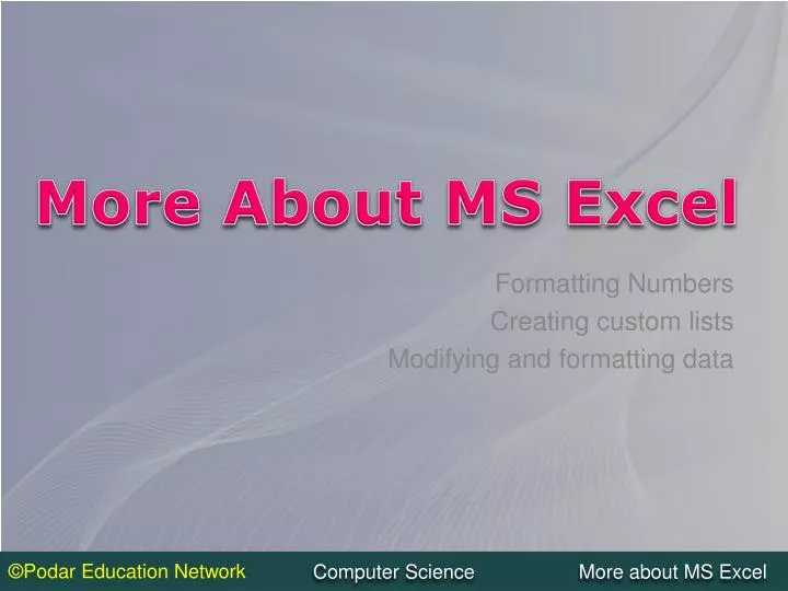 more about ms excel