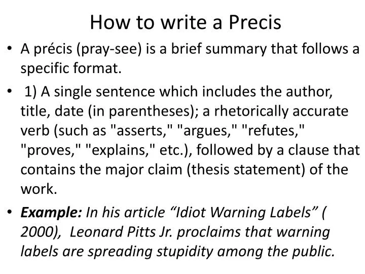 how to write a precis