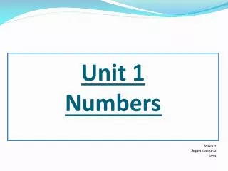 Unit 1 Numbers