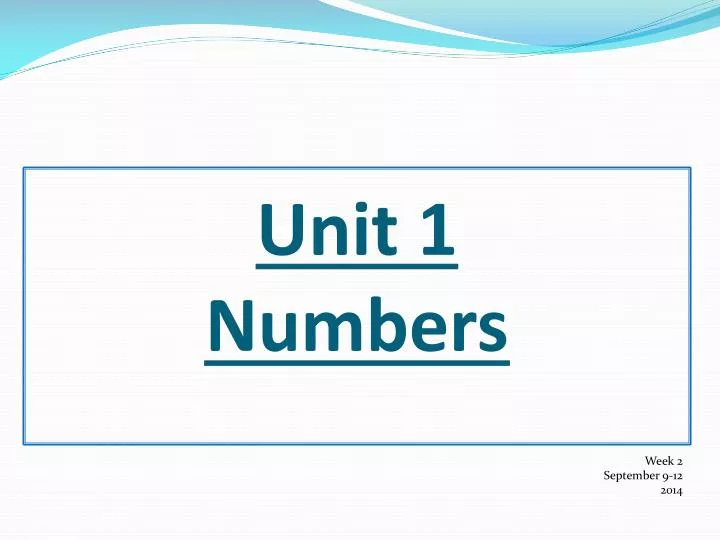 unit 1 numbers