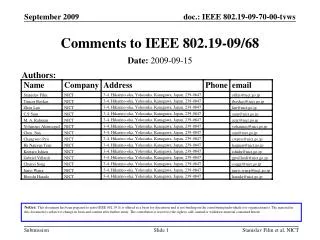 Comments to IEEE 802.19-09/68