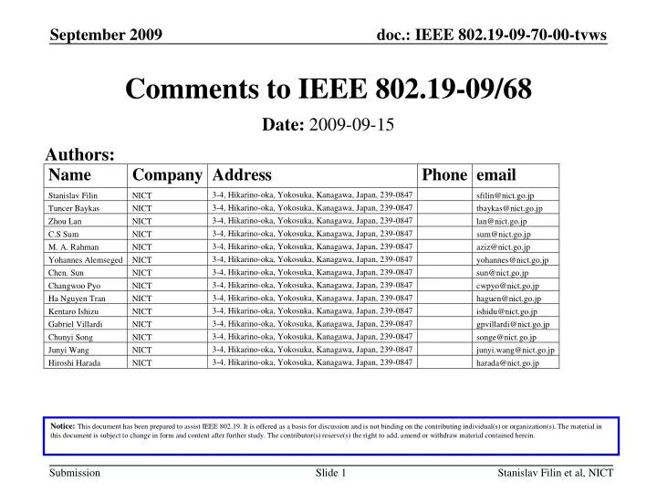 comments to ieee 802 19 09 68