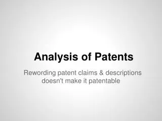 Analysis of Patents