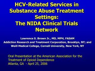 HCV-Related Services in Substance Abuse Treatment Settings: The NIDA Clinical Trials Network