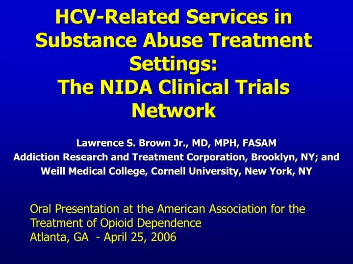 hcv related services in substance abuse treatment settings the nida clinical trials network