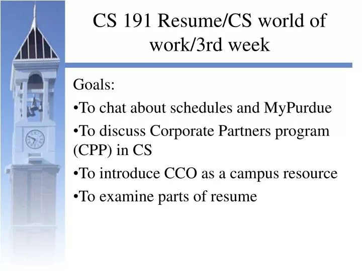 cs 191 resume cs world of work 3rd week