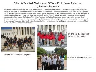 Gifted &amp; Talented Washington, DC Tour 2011: Parent Reflection by Tawanna Robertson