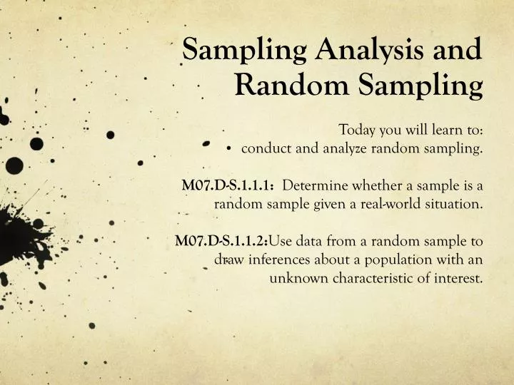 sampling analysis and random sampling
