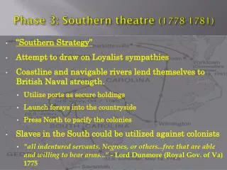 Phase 3: Southern theatre (1778-1781)