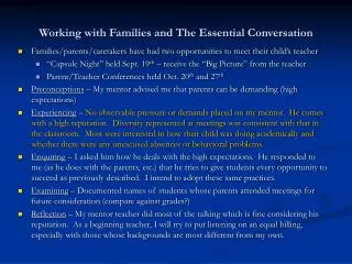 Working with Families and The Essential Conversation