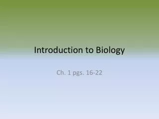 introduction to biology