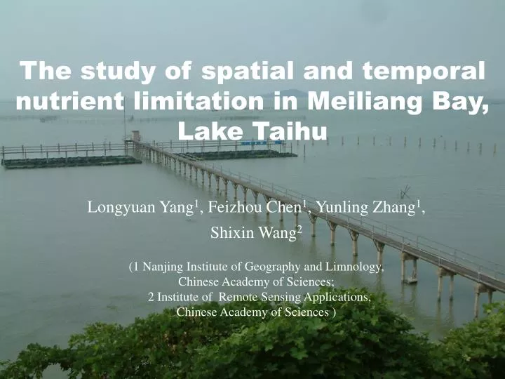 the study of spatial and temporal nutrient limitation in meiliang bay lake taihu
